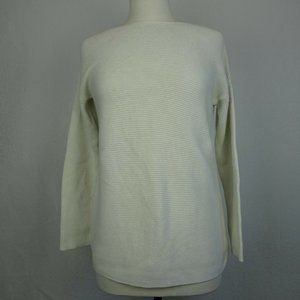 Theory Size Large Ivory Cotton Cashmere Blend Lorinna Pullover Sweater